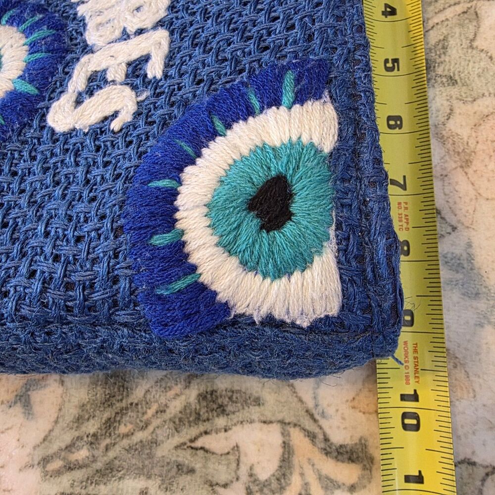 No Bad Vibes Purse - America & Beyond Small Tote Bag - Blue - Bamboo Handles - Picture 5 of 8